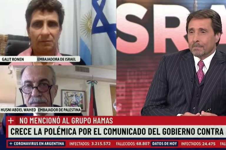 El cruce entre Galit ROnen y Husni Abdel Wahed en el programa de Eduardo Feinmann fue tenso, pero respetuoso