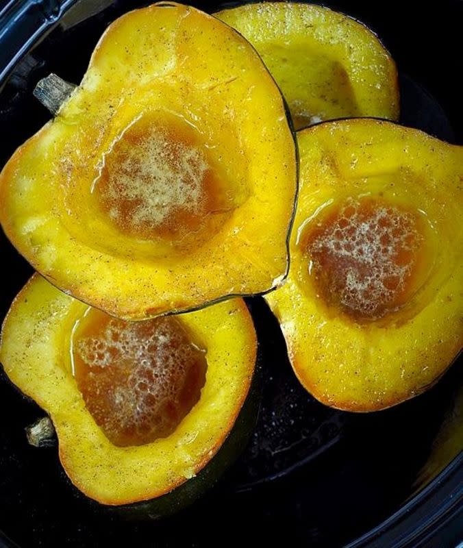 <p>Everyday Mom's Meals</p><p>Short on time to cook but need to cook? Chuck your acorn squash in the slow cooker and let it do all the work. </p><p><strong>Get the recipe: <a href="https://everydaymomsmeals.blogspot.com/2015/10/just-aroun-corner-post-for-earth-fare.html" rel="nofollow noopener" target="_blank" data-ylk="slk:Slow Cooker Acorn Squash;elm:context_link;itc:0;sec:content-canvas" class="link ">Slow Cooker Acorn Squash</a></strong></p><p><strong>Related: 23 <a href="https://www.yahoo.com/lifestyle/24-savory-squash-blossom-recipes-190714998.html" data-ylk="slk:Best Squash Blossom Recipes;elm:context_link;itc:0;sec:content-canvas;outcm:mb_qualified_link;_E:mb_qualified_link;ct:story;" class="link  yahoo-link">Best Squash Blossom Recipes</a></strong></p>