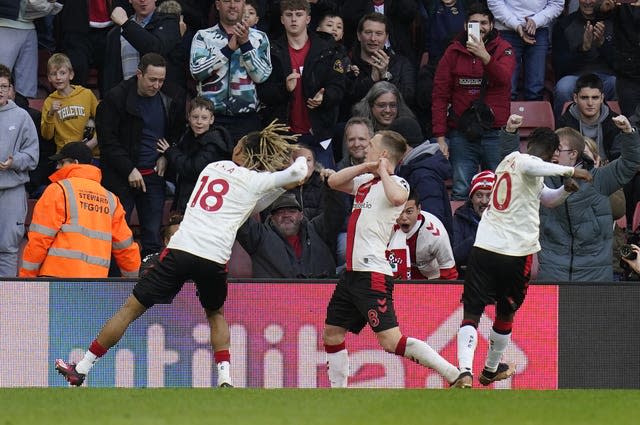 James Ward-Prowse (centre) celebrates scoring