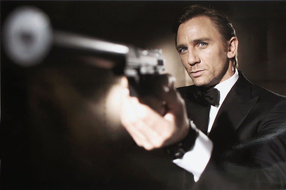 In this undated handout photo from Eon Productions, actor Daniel Craig poses as James Bond. Craig was unveiled as legendary British secret agent James Bond 007 in the 21st Bond film Casino Royale, at HMS President, St Katharine's Way on October 14, 2005