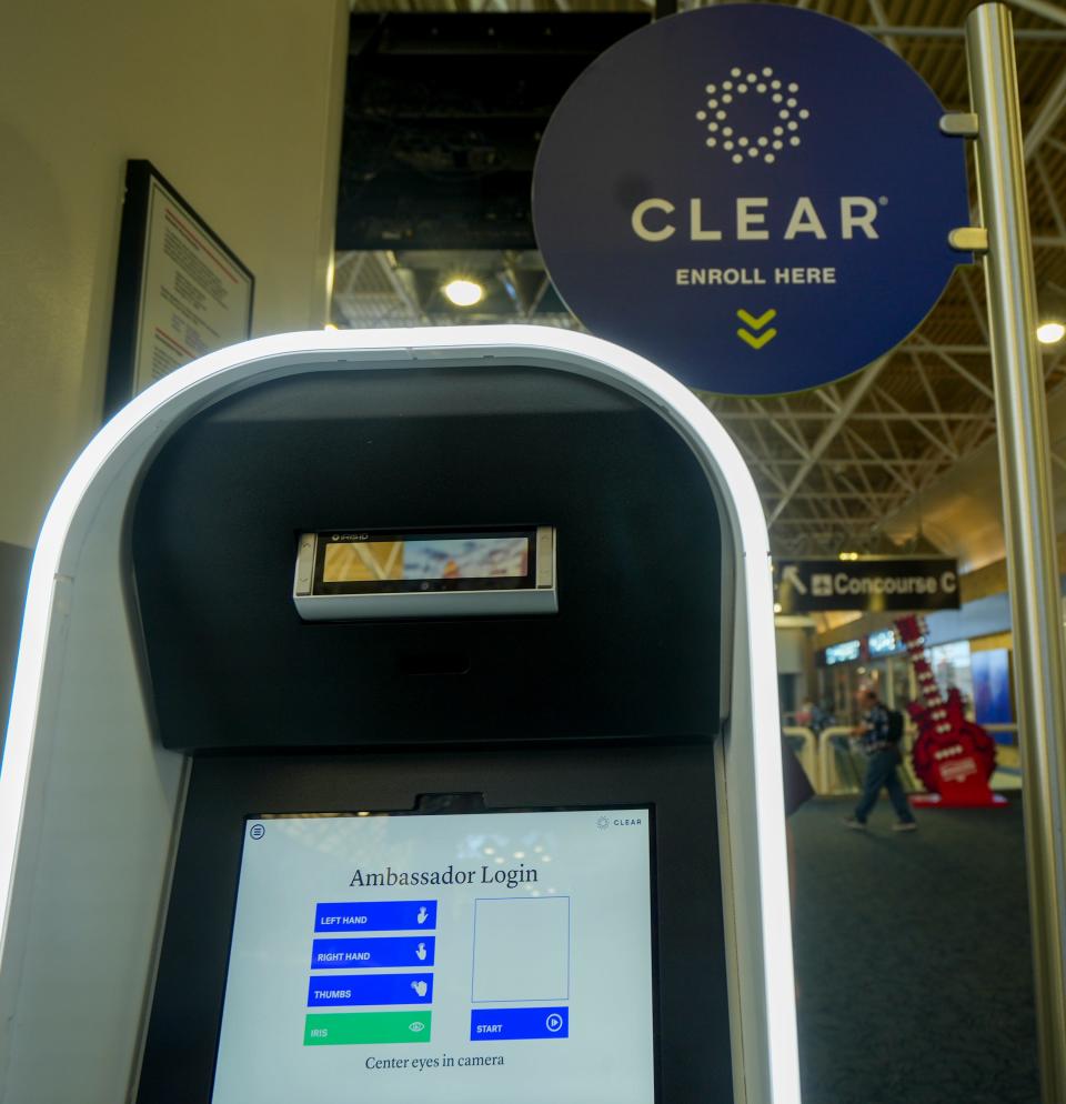 Clear enrollment machines are located near the Milwaukee Mitchell International Airport Information desk.