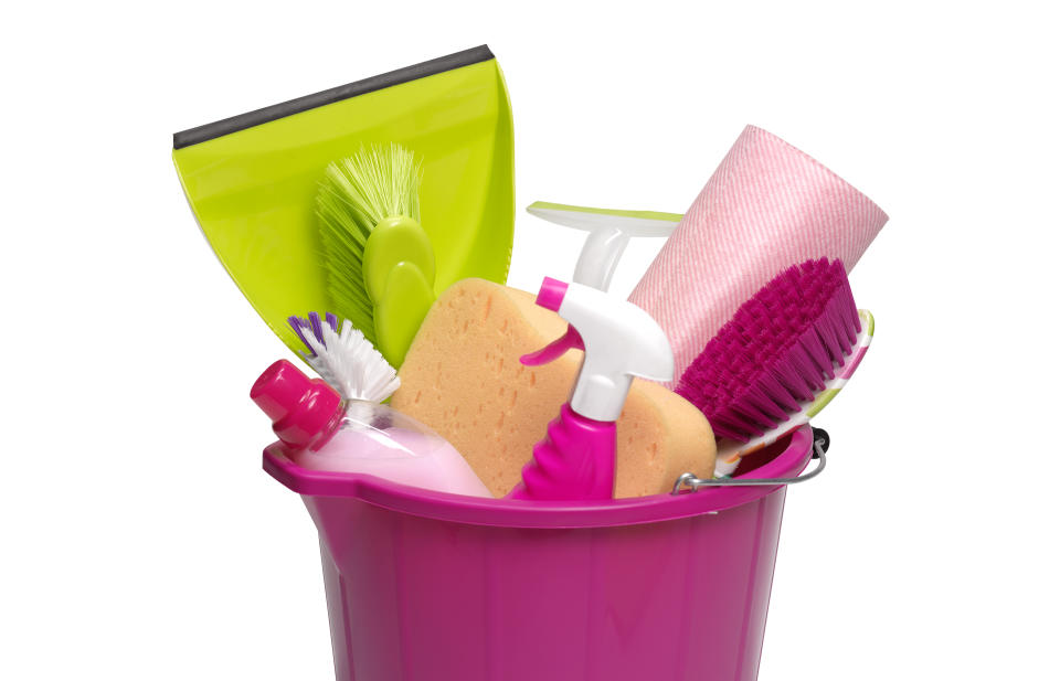 Pink spring cleaning bucket