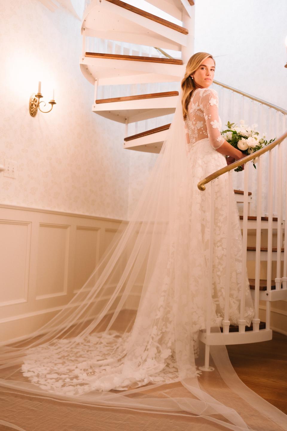 The Bride Wore an Ethereal Lace Dress for Her Formal Garden Party Wedding Overlooking the Long Island Sound