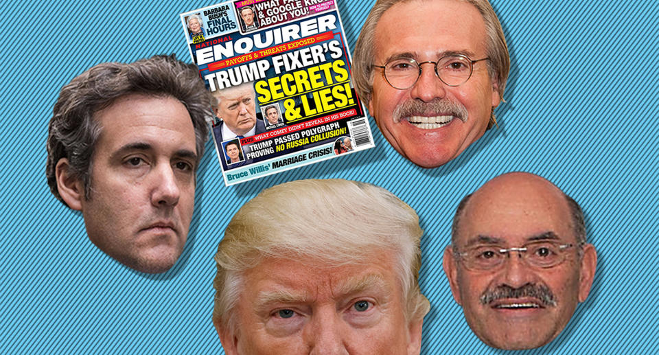 Michael Cohen, David Pecker, and Allen Weisselberg were all members of President Trump’s inner circle. (Graphic: David Foster/Oath)