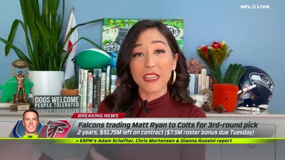 <div class="inline-image__caption"><p>Mina Kimes during “NFL Live” on ESPN.</p></div> <div class="inline-image__credit">ESPN via YouTube</div>