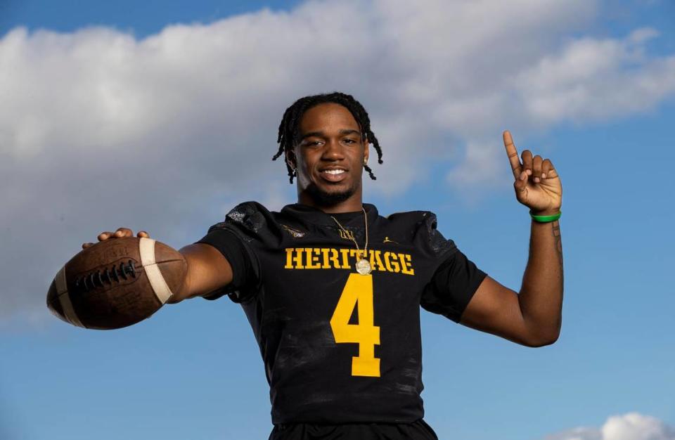 Mark Fletcher, American Heritage, Football. All-Broward players photographed at Brian Piccolo Sports Park on Thursday, Jan. 12, 2023, in Cooper City, Fla.