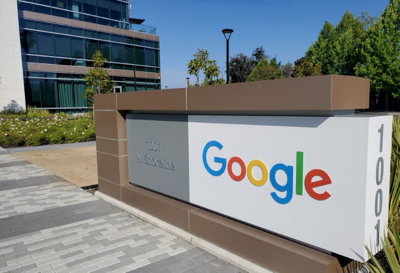 FILE PHOTO: A sign is pictured outside a Google office near the company's headquarters in Mountain View, California