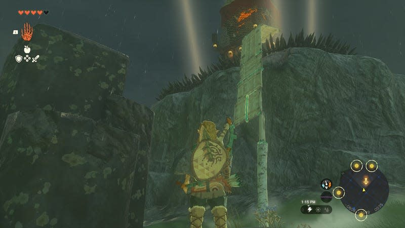 Link builds a climbable bridge to an enemy base.