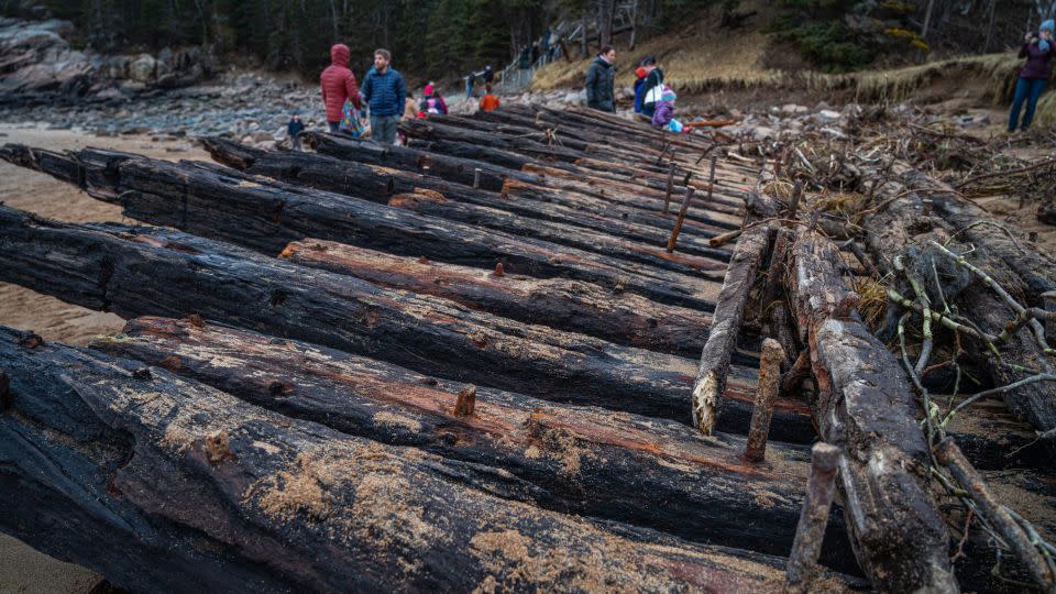 On Thursday, the shipwreck Tay was drawing visitors to Sand Beach in Acadia National Park. - Molly Moon