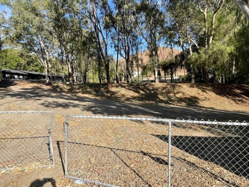 The grounds that house Donda Academy, an unaccredited Christian school started by Ye, stand deserted in Newbury, California.