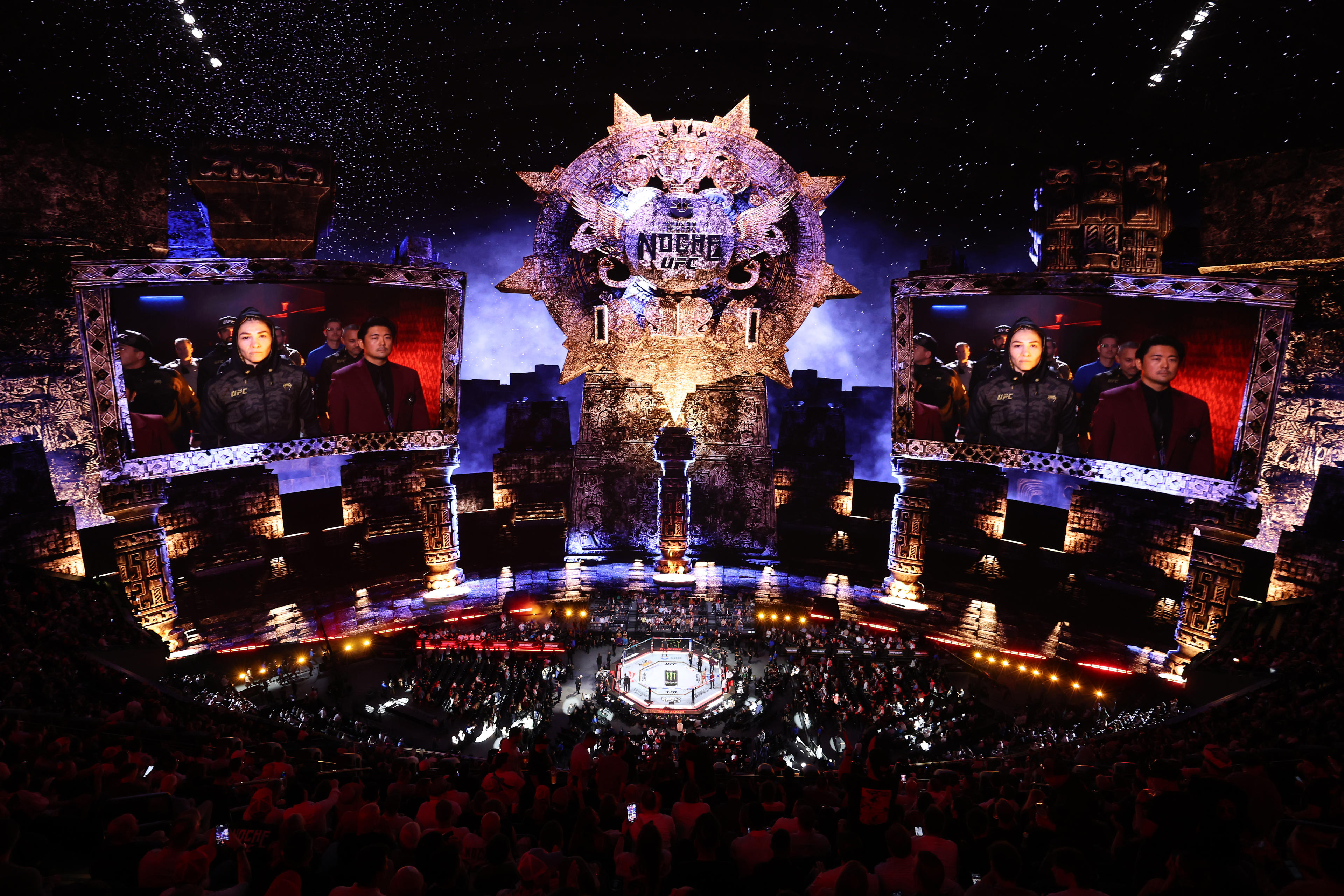 LAS VEGAS, NEVADA – SEPTEMBER 14: A general view of Sphere before a fight between Irene Aldana of Mexico and Norma Dumont of Brazil during UFC 306: Riyadh Season Noche on September 14, 2024 in Las Vegas, Nevada. (Photo by Christian Petersen/Getty Images)