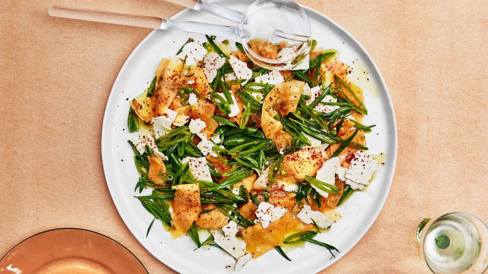 Cantaloupe with Sugar Snap Peas and Ricotta Salata