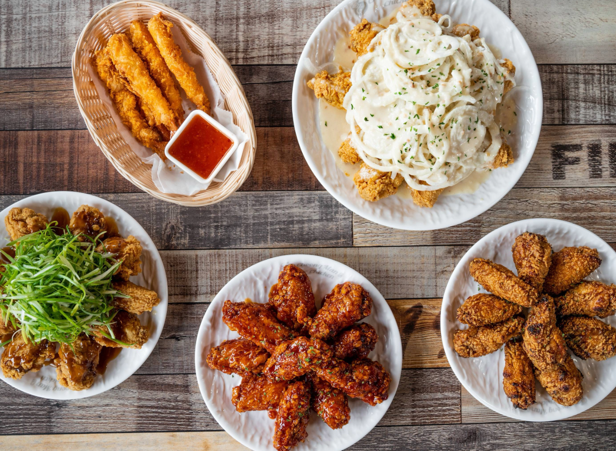 assorted chicken dishes.