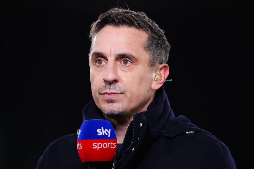 Sky Sports pundit Gary Neville prior to the Premier League match between West Ham United and Brentford FC at London Stadium on February 26, 2024