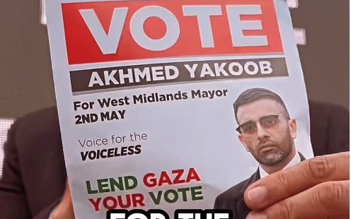 Mr Yakoob has made Gaza a central part of his message