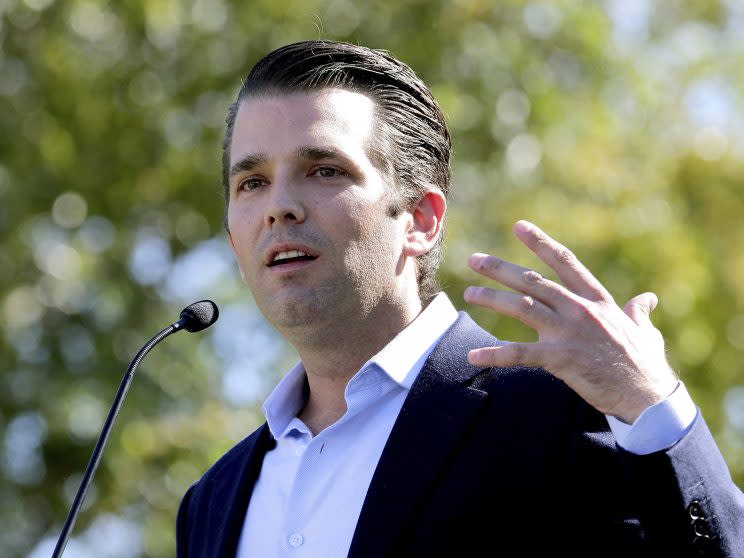 In this Friday, Nov. 4, 2016 file photo, Donald Trump Jr. campaigns for his father, then-Republican presidential candidate Donald Trump in Gilbert, Ariz. (Photo: Matt York/AP)