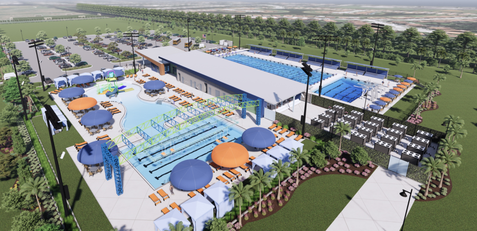 Rendering by Wharton-Smith Inc., of Wellington's new $27 million aquatics center that will be built in Village Park along Pierson Road.