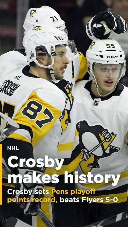 Crosby leads Penguins past Flyers for 3-1 lead in playoffs
