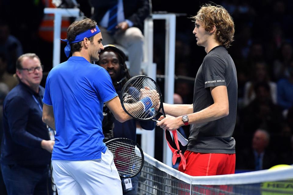 Alexander Zverev denied Roger Federer of a 100th career win: AFP/Getty