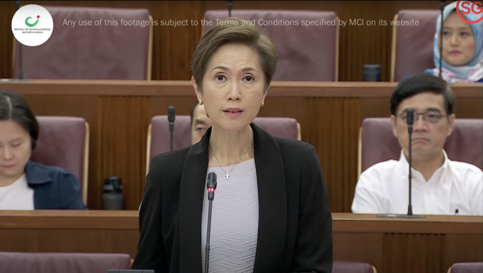 Second Minister for Home Affairs, Josephine Teo, addressing 60 parliamentary questions during her ministerial statement on Tuesday. 