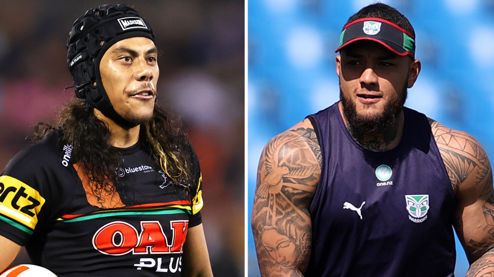 Former Wests Tigers player Joel Caine has called for the club to chase Jarome Luai's (pictured left) over Addin Fonua-Blake's (pictured right). (Getty Images)