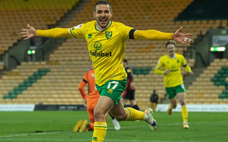 Emiliano Buendia celebrates scoring for Norwich - GETTY IMAGES