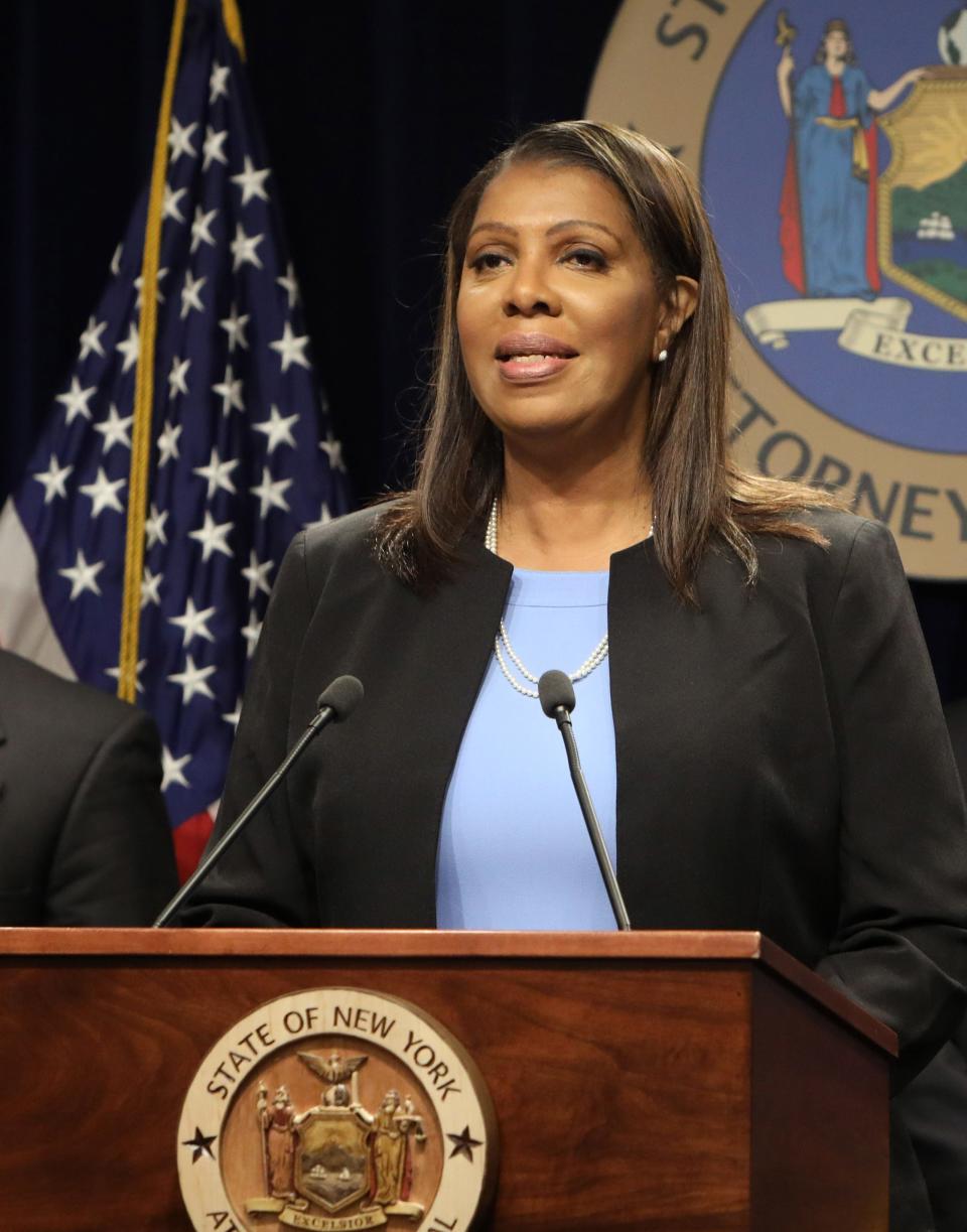 New York Attorney General Letitia James during a press briefing in 2019.