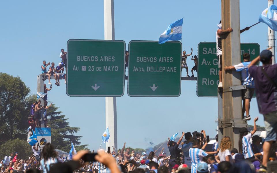 The Argentina football team is welcomed home after winning the World Cup tournament in Buenos Aires, Argentina - AP