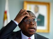 FILE PHOTO: Finance Minister Mthuli Ncube gestures during a media briefing in Harare