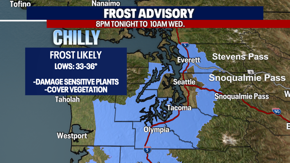 <div>Frost Advisory issued by National Weather Service.</div> <strong>(FOX 13 Seattle / FOX 13 Seattle)</strong>