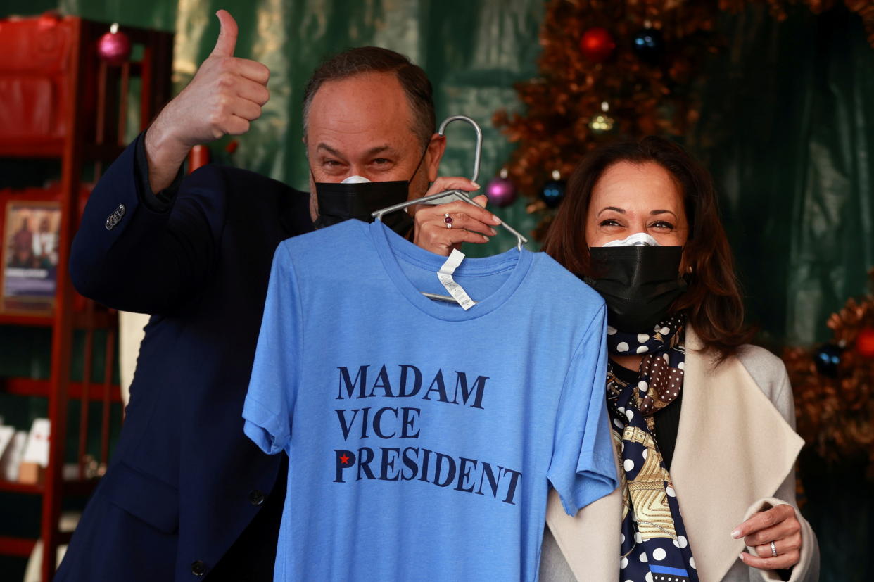 Douglas Emhoff (pictured with Vice President-elect Kamala Harris in late November) will take the title of second gentleman. (Photo: REUTERS/Hannah Mckay) 