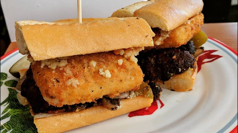 fried mozzarella sticks sandwich