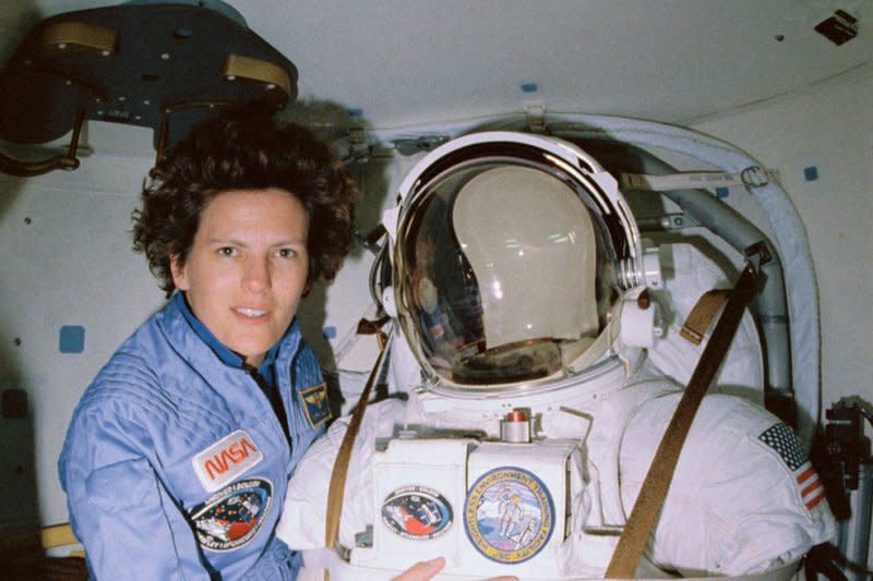 On October 11, 1984, Kathryn Sullivan, flying into orbit aboard the space shuttle Challenger, became the first American woman to walk in space. File Photo courtesy NASA