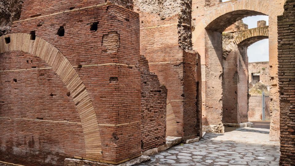 Some elements of the Domus Tiberiana complex have been painstakingly recreated by archaeologists. - Parco Archeologico Colosseo