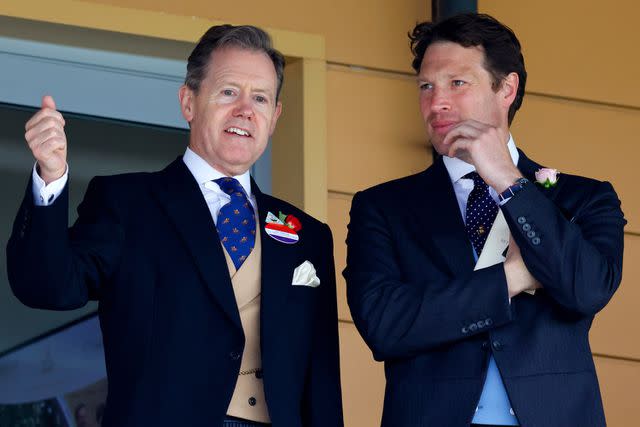 <p>Max Mumby/Indigo/Getty</p> Vice Admiral Sir Tony Johnstone-Burt and Lieutenant Colonel Johnny Thompson attend Royal Ascot 2023 on June 20, 2023