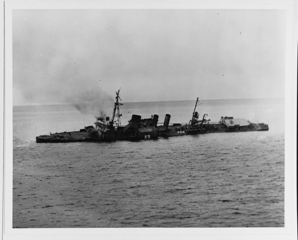 USS Stewart pictured on May 24 1946 as it was deliberately sunk (U.S. Navy/ National Archives)