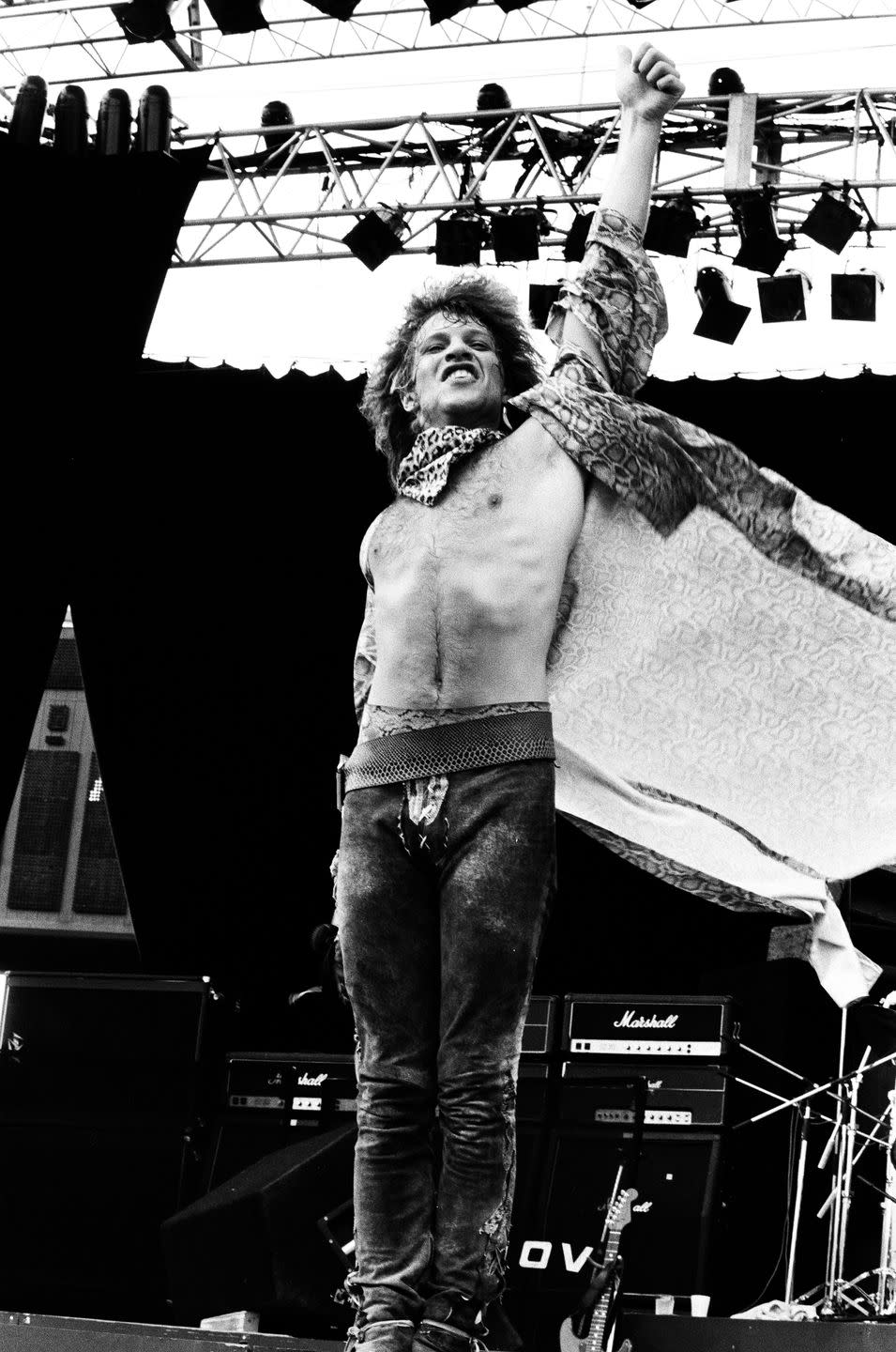 mandatory credit midori tsukagoshishinko musicgetty images jon bon jovi of bon jovi performs on stage at seibu stadium for super rock '84, 12th august 1984, tokyo, japan photo by midori tsukagoshishinko musicgetty images