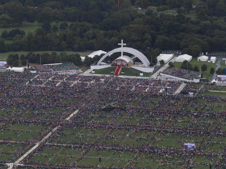 A congregation of approximately 500,000 people gathered in Phoenix Park for the closing mass of the visit of Pope Francis (Getty)