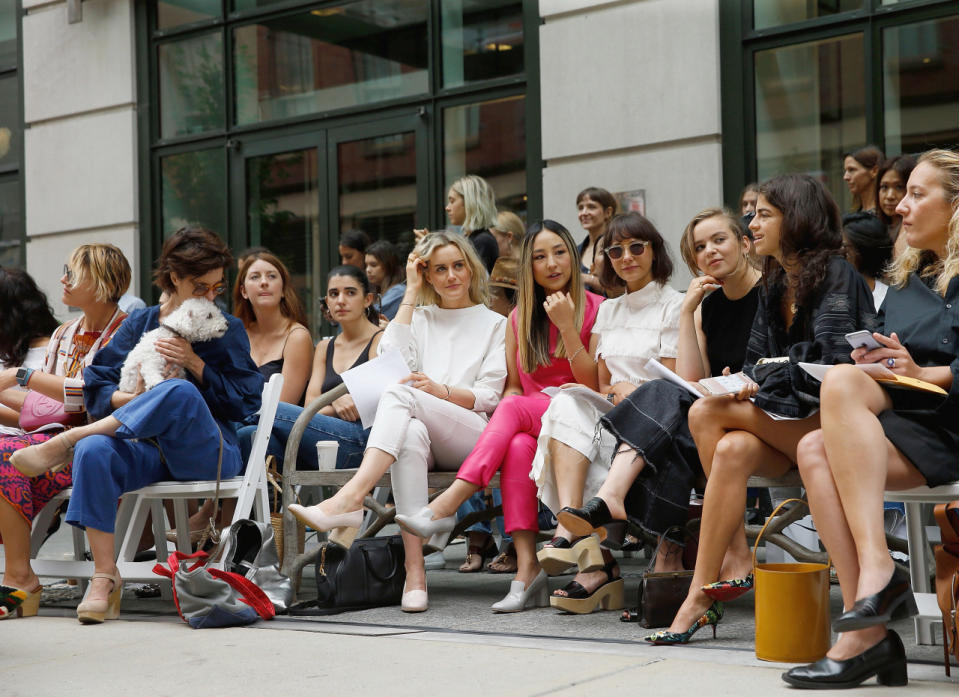 Maybe Taylor Schilling is scared of little white dogs? (Photo: Getty Images)