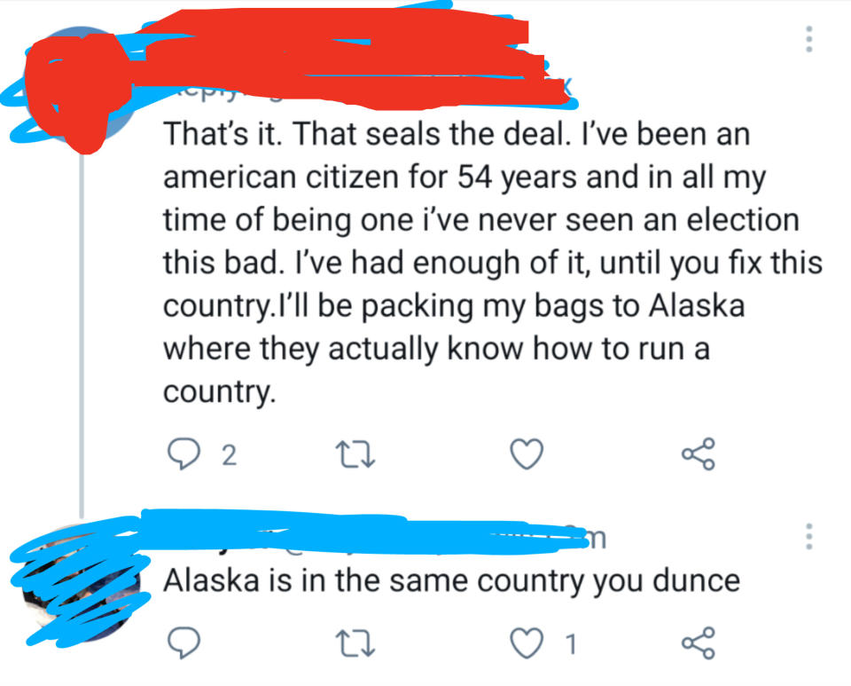 person who doesn't know alaska is in the usa