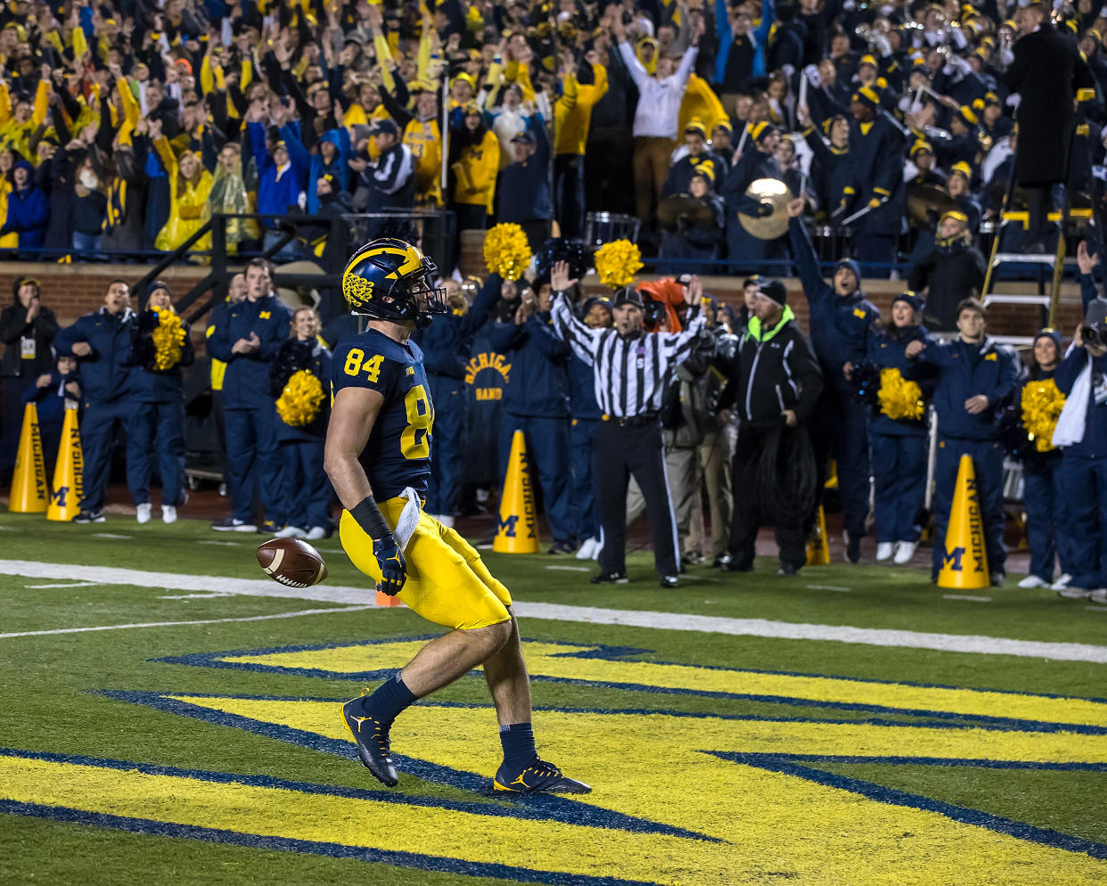 The stadiums have been turf-colored at Michigan Stadium. (Getty)