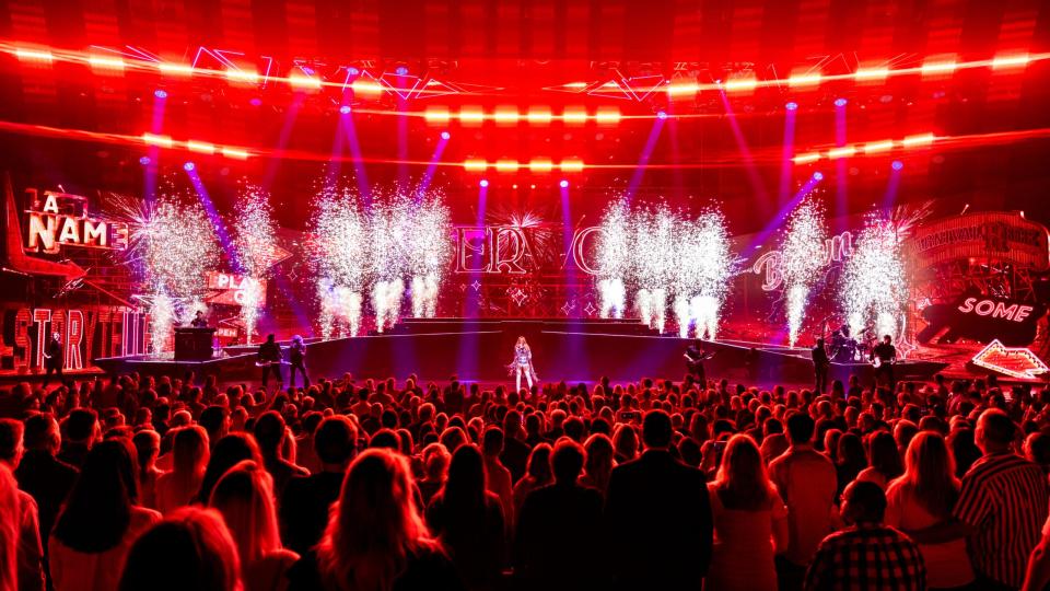 Carrie Underwood, onstage, in Las Vegas