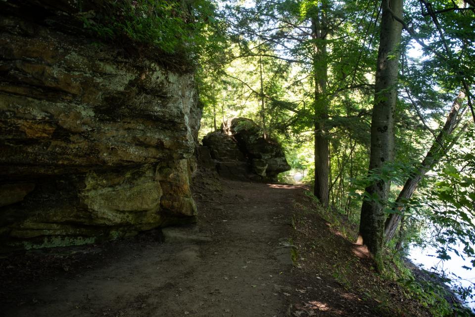 300 million-year-old rock formations, or u0022ledgesu0022 along the banks of the Grand River make for great hiking in Grand Ledge, around 10 miles west of downtown.