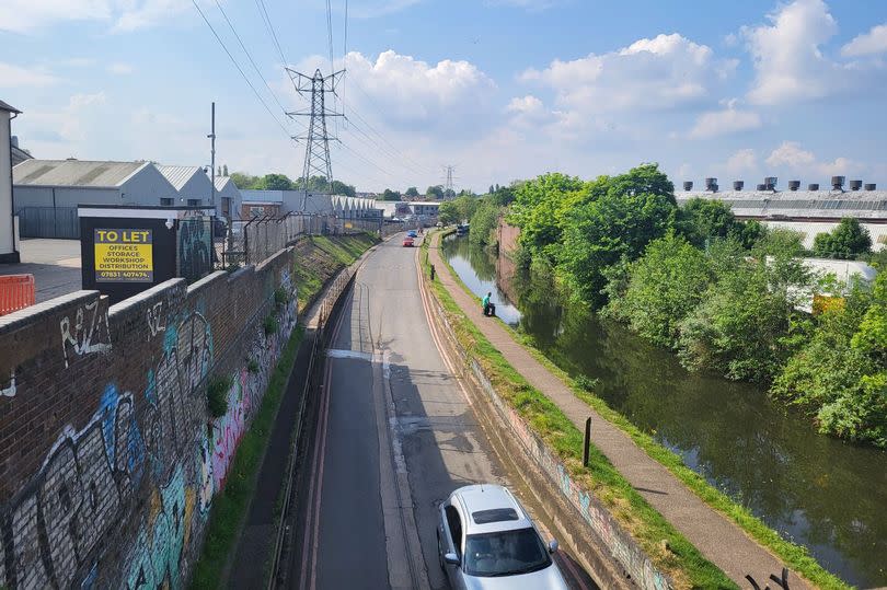 The brewery is hidden out of sight along this stretch of canal