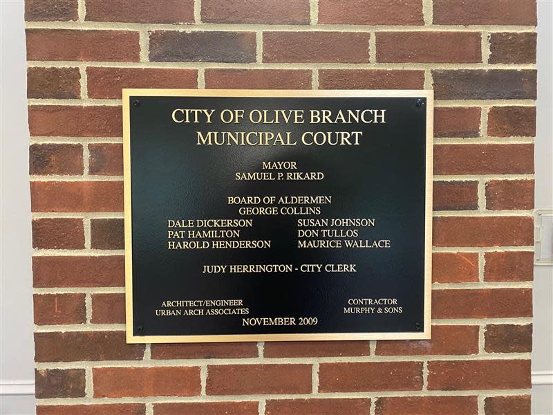 The City of Olive Branch municipal court sign. The city is the fifth or sixth largest city in Mississippi.