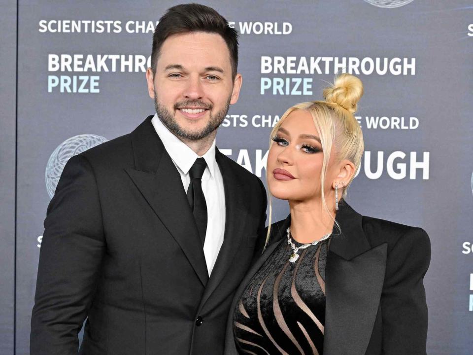 <p>Axelle/Bauer-Griffin/FilmMagic</p> Matthew Rutler and Christina Aguilera at the 9th Breakthrough Prize Ceremony in April 2023. 