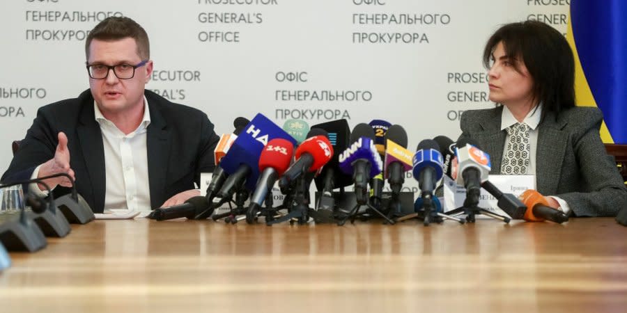 Ivan Bakanov and Iryna Venediktova at a joint press conference