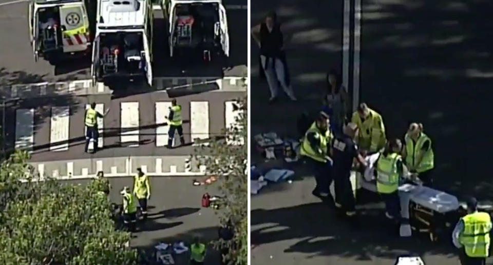 Images of scene in Neutral Bay, Sydney, after Audi struck eight-year-old boy and his dad.