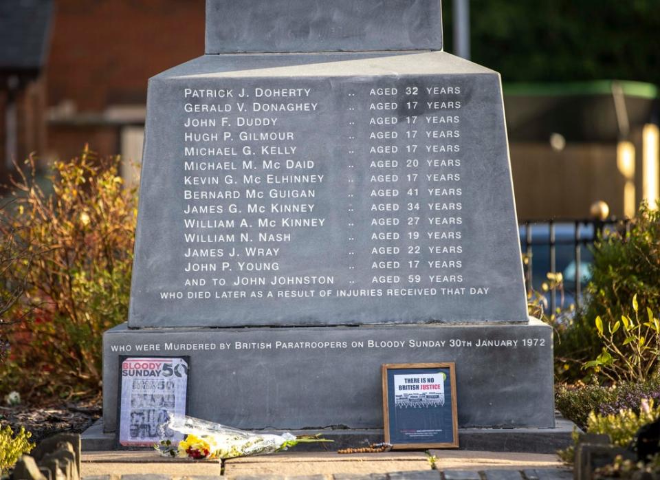 Bloody Sunday Memorial in Derry, for those killed on Bloody Sunday in 1972. PA Photo. Picture date: Monday January 24 2022. See PA story ULSTER BloodySunday. Photo credit should read: Liam McBurney/PA Wire