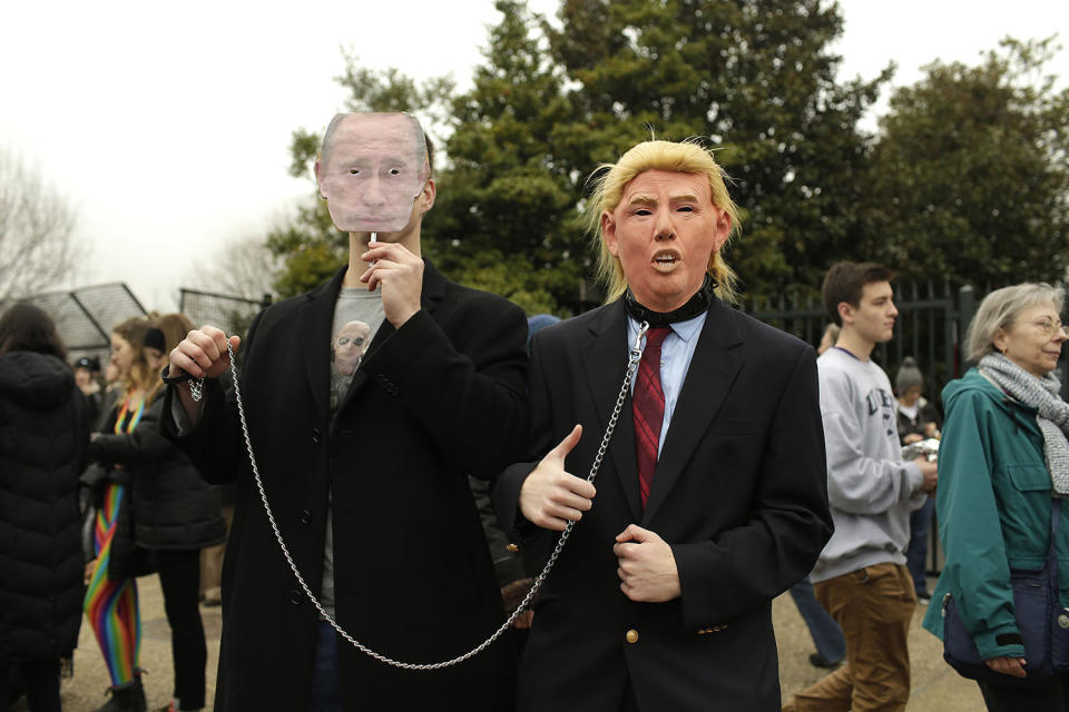 <p>Protesters are seen in Washington, DC, during the Womens March on January 21, 2017. (JOSHUA LOTT/AFP/Getty Images) </p>